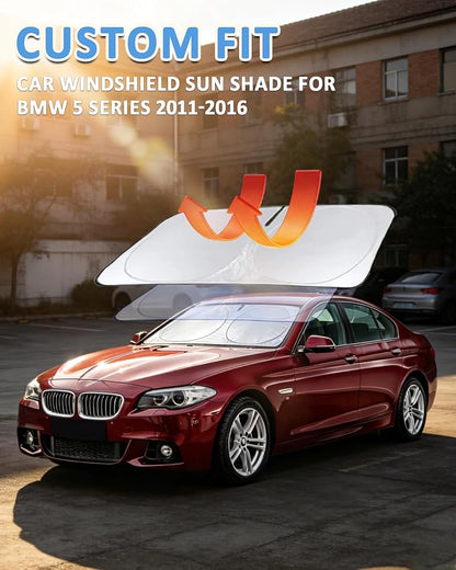 for BMW 5-Series Windshield Sun Shade Sunshade Custom Fit for BMW 5 Series G30 G31 2011-2016 Windshield Cover for 530i, 530e, 545i, 550i 525i, 528xi, Front Window Shield Protector