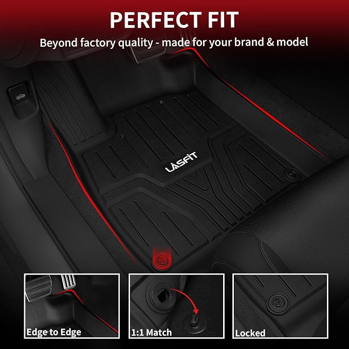 LASFIT Floor Mats for Honda Pilot 2023 2024 2025 2026 (7&8 Seats), All Weather Custom Fit TPE Odorless Anti-Slip Floor Liner 1st & 2nd & 3rd Row, Black