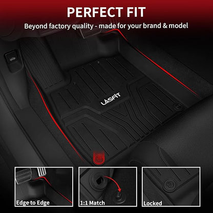 LASFIT Floor Mats for Honda Pilot 2023 2024 2025 2026 (7&8 Seats), All Weather Custom Fit TPE Odorless Anti-Slip Floor Liner 1st & 2nd & 3rd Row, Black