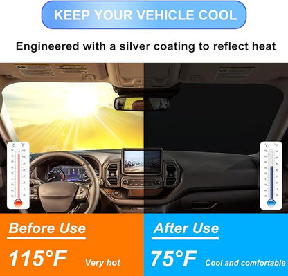 Windshield Sun Shade for 2021-2026 Ford Bronco Sport| Fully Covered Foldable Front Window Sun Visor| 310T Polyester| UV Heat Insulation Protection| Outdoor Camping (Not for Bronco Model)