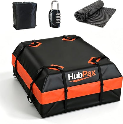 Car Rooftop Cargo Carrier Bag - 15 Cubic Feet Car Roof Top Bag Cargo Carrier for All Vehicle with/Without Rack, Includes Anti-Slip Mat, 8 Reinforced Straps, 6 Door Hooks, Luggage Lock