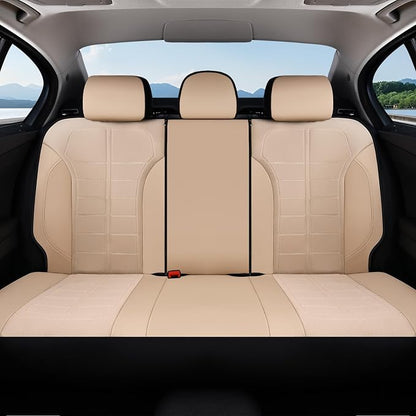 Coverado Seat Cover, Car Seat Cover Rear Seats, 3D Air Mesh Breathable Seat Protectors Sports Carbon Fiber Design Airbag Compatible Comfort Universal for Most Cars, Van,Trucks, SUV, Beige