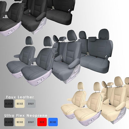 FH Group Custom Fit Car Seat Covers Specifically Made for 2011-2020 Toyota Sienna 8 Passenger, Full Set Solid Gray Faux Leather Automotive Seat Covers, Waterproof and Washable Seat Covers