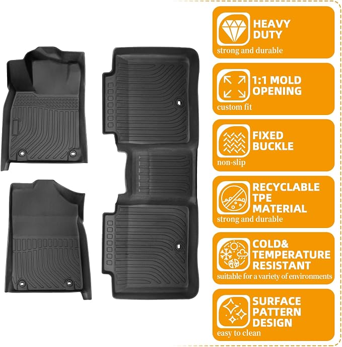 Floor Mats for Lexus ES 350 & ES 300H 2013-2018, ES 350 & ES 300H TPE Floor Mats, All Weather Non-Slip Waterproof Front & Rear Row Mats
