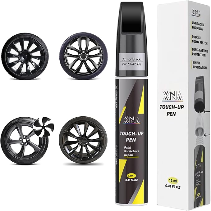 Rim Touch Up Paint(Armor Black(WPB-4239)) for Tesla Model Y/S/X Crossflow/Induction/Arachnid/Slipstream 2-Tone Wheel, 2 in 1 Car Wheel Scratch Repair Kit, Quick & Easy Remover Curb Rash
