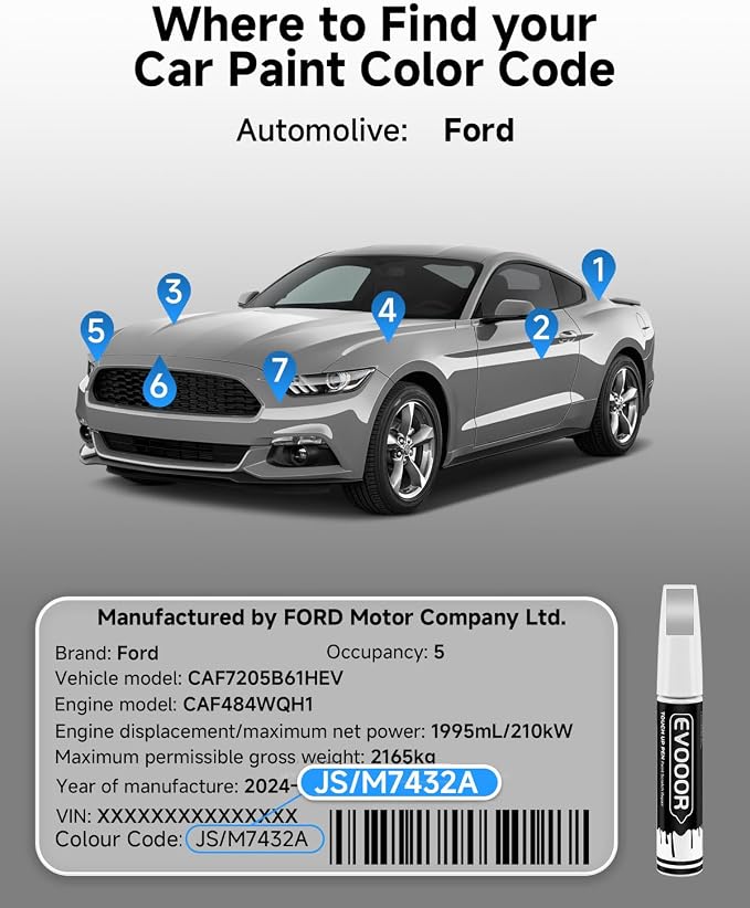 JS/M7432A Iconic Silver Metallic Touch Up Paint for Ford – Exact Match 2 in 1 Paint Pen for Chips and Nicks Repair