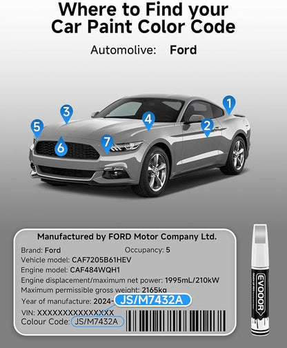 JS/M7432A Iconic Silver Metallic Touch Up Paint for Ford – Exact Match 2 in 1 Paint Pen for Chips and Nicks Repair