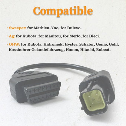 4 Pin OBD1 to OBD2 Adapter Cable for KUBOTA Diagnostic Tools,Fits Kubota 4pin OBD2 Adapter Connector, Work with Kubota Interface OBD II Diagnostic Scanner Tool/Code Reader