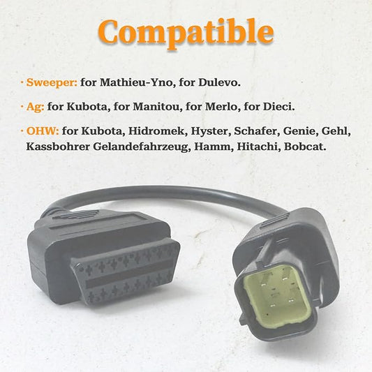 4 Pin OBD1 to OBD2 Adapter Cable for KUBOTA Diagnostic Tools,Fits Kubota 4pin OBD2 Adapter Connector, Work with Kubota Interface OBD II Diagnostic Scanner Tool/Code Reader
