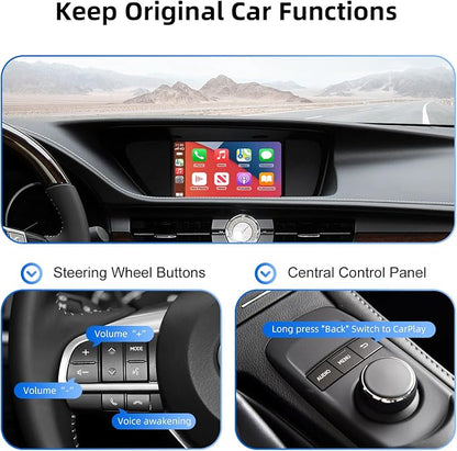 Decoder Adapter Retrofit Kit Compatible with Lexus 2014-2017 ES200/NX2O0/NX300/ES250/ES300/RX200t/CT200h/IS250, Supports Wireless CarPlay Android Auto/ Voice Control/ Mirror Link/ Camera/USB Drive