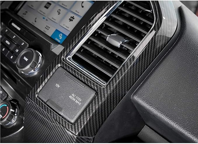 Keptrim for F150 ABS Carbon Fiber Central Console Air Conditioner Panel Trim for 2015 2016 2017 2018 2019 2020 Ford F150, 5pcs