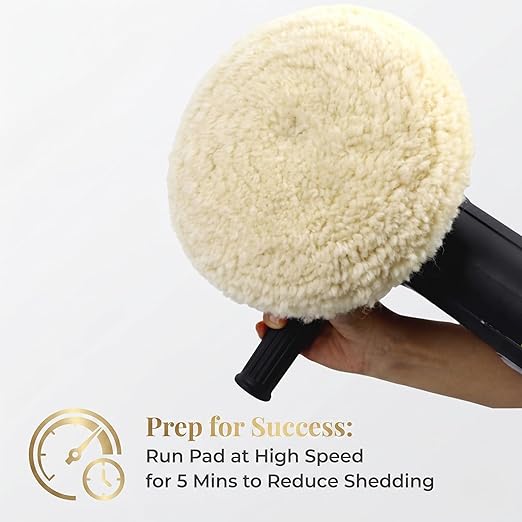 Woolous Wool Buffing Pad 8 inch Single Sided Polishing 100% Twisted Lamb Wool Polishing Buffing Compound Pad Wheel Bonnet with Hook and Loop for Auto Car Detailing | 100% lamb wool pad for polishing, cutting, compounding and buffing cars, boats, trucks...
