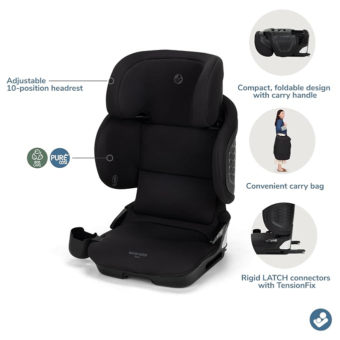 Maxi-Cosi Tanza Belt-Positioning Booster Car Seat with Back, Foldable Car Seat, Sea Shadow
