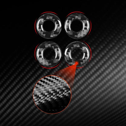 Compatible with Dodge Charger 2008 2009 2010 Real Premium Soft Carbon Fiber Decor Car Door Lock Ring Frame Sticker Decal Interior Accessories Trim Cover 4pcs Black