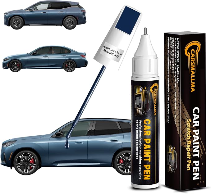 C4F Arctic Race Blue Metallic Car Touch Up Paint for BMW, Color Accurate Car Paint Scratch Repair Pen Kit Quick & Easy Fix Vehicle Chips and Automotive Nicks Scuff