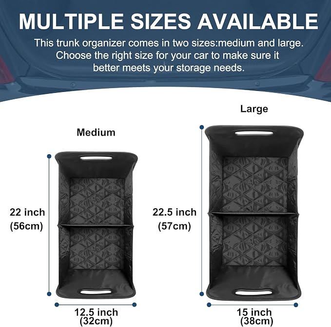 Deosk Car Trunk Organizer for SUV, Car Organizers and Storage with Reinforced Handles, Car Accessories for Women/Men 70L Waterproof Polyester Trunk Organizer(Large, Navy Blue)