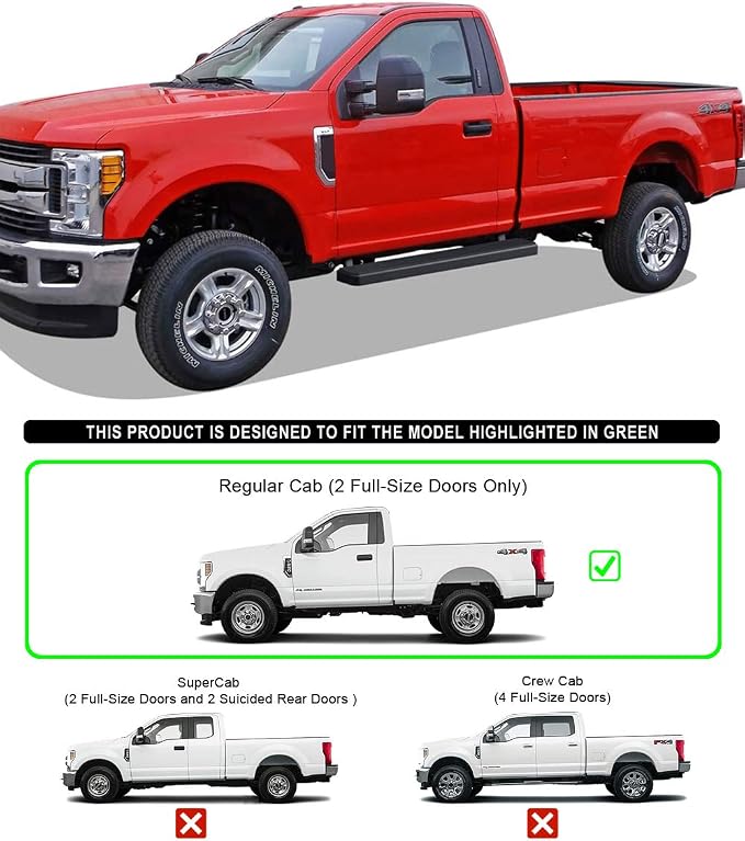 APS (Black 5 inches) Stainless Steel Running Boards Nerf Bars Side Steps Compatible with Ford F150 2015-2026 Regular Cab & F-250 F-350 Super Duty 2017-2026
