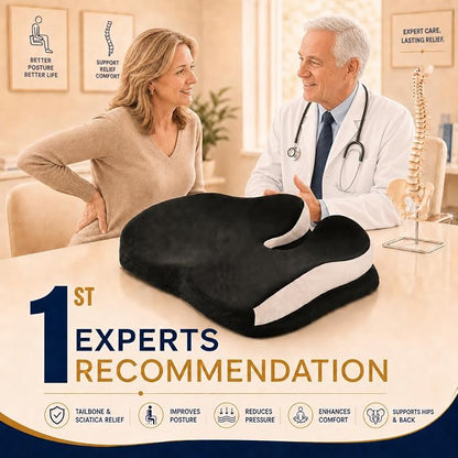 Seat Cushions for Office Chairs Wheelchair Cushion for Long Sitting Back Pain，Memory Foam Seat Car Computer Desk Chair Cushion，Coccyx Cushion for Tailbone Pain Relief Cushion Office Chair Black