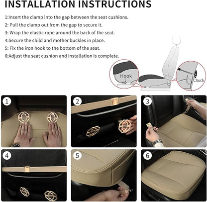 Ultra-Luxury PU Leather Car Seat Protection Cover Car Seat Cover for Most Four-Door Sedan&SUV,Single Seat Cover Without Backrest 1PCS (W 20.8× D 21× T 0.2inch) (3D-Beige)
