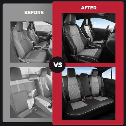 FREESOO for Toyota Corolla Seat Covers 2020-2026 SE/SE Apex Nightshade & 2023-2025 XSE & 2025 FX, Custom Car Seat Covers, Leather Car Seat Cover, Waterproof Seat Covers for Cars, Black Gray Full Set
