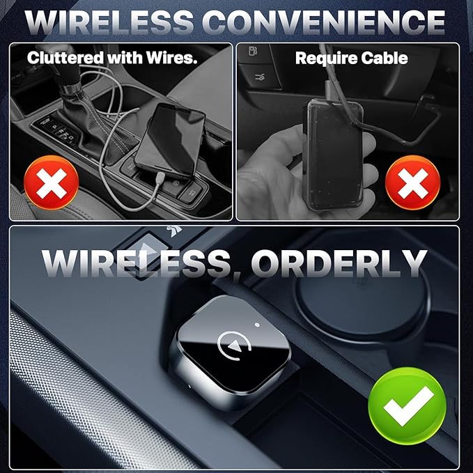 Wireless CarPlay Adapter, 2026 Upgrade 2-in-1 Wireless Android Auto Dongle, Plug & Play Auto Reconnect Mini USB Car Play Accessory Compatible with iPhone & Android