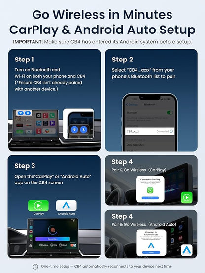 Wireless Carplay Adapter Magic AI Box - Wireless Android Auto Adapter, Support for YouTube, Netflix, TikTok HDMI Output, Dual Wi-Fi AI-Powered, OTA, CB4DT-GY