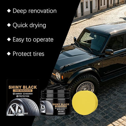 Tire Shine Cream Car Tire Ceramic Coating, Delivers Deep Black Gloss Finish Wheel Cleaning Wax with UV Protection & Dust Resistance, Long-Lasting Nourishing Tyre Care Cream for Auto Maintenance