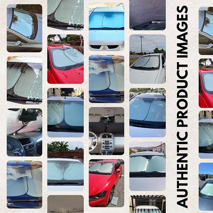 Two-Piece Windshield Sun Shade | Compatible for Chrysler Pacifica (2017-2026) Certified 99.87% UVB & 99.02% UVA Car Sun Shade. Award Winning Sunshade -Patented Technology - Car Shades by Kinder Fluff