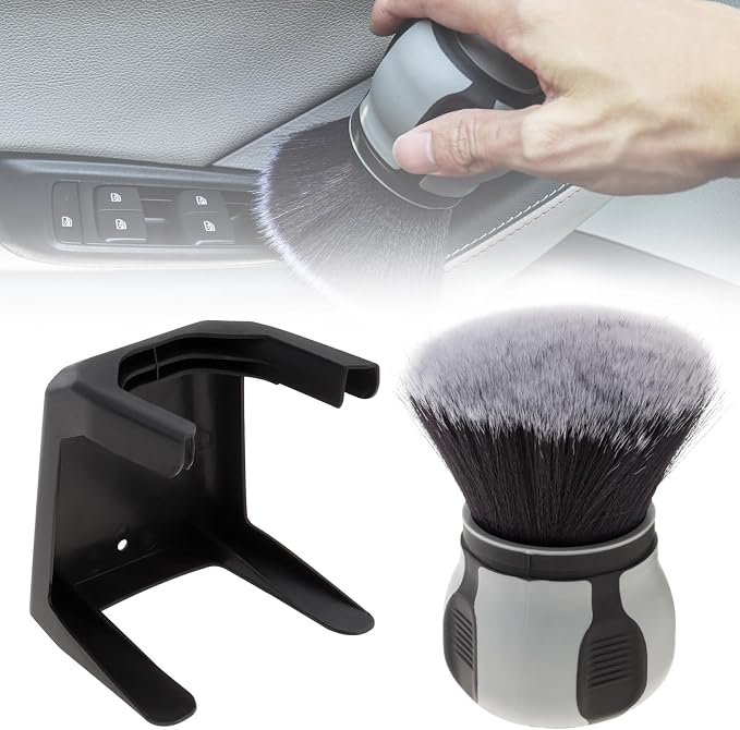 ChgImposs Detail Brushes Car Detailing, Tire Shine Brush, Automotive Interior Dusting Brush with Storage Rack, Covers Clean Large Area Inside or Outside Vehicles