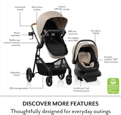 Evenflo Pivot NXT Travel System with LiteMax NXT Infant Car Seat (Lilas Pink)