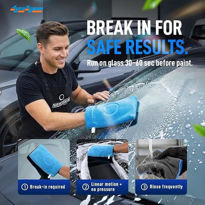 Nanoskin AUTOSCRUB Fine Grade Wash Mitt,Weft Knitted Microfiber [AS-016] Blue, 6" x 8.7"