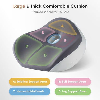 FLORICH Upgrade Large Car Seat Cushion for Long Sitting, Ergonomic Memory Foam Driving Seat Cushion for Back & Sciatica Pain Relief, Non-Slip Washable Seat Cushion for Car, Driver, Office-Gray