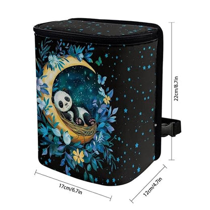 BIGCARJOB Moon Panda Car Trash Bags Hanging Automotive Car Garbage Bin with Adjustable Straps Reusable Auto Trash Bin Garbage Bags for Front Seat Multipurpose