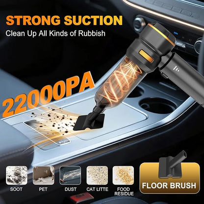 Handheld Car Vacuum Cordless, 22000PA Strong Suction Mini Vacuum Cleaner with Brushless Motor, 4-in-1 Portable Vacuum for Car Detailing, Home, Office & Travel, Black Golden