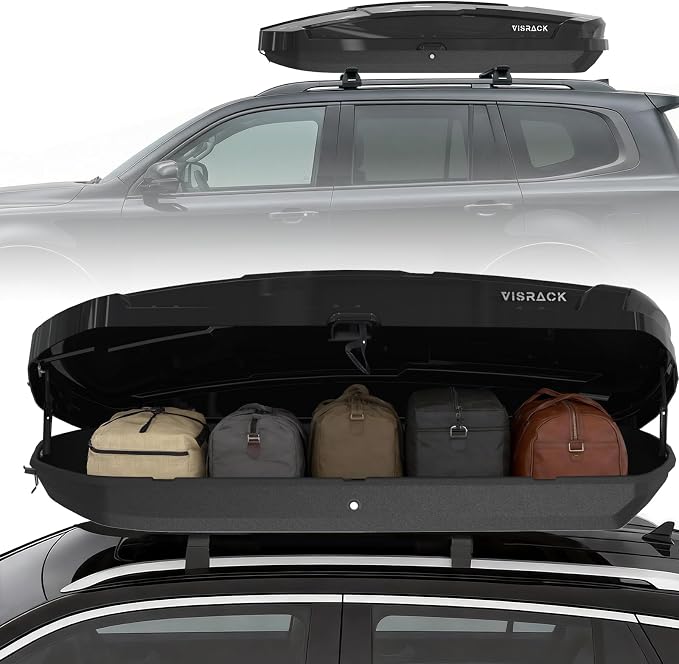 21 Cu Ft Cargo Box, Hard Shell Roof Cargo Carrier with Security Keys, 72.83" x 34.25" x 14.76" Roof Box, Dual-Sided Opening, Tool-Free Install, Black
