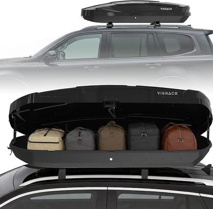 21 Cu Ft Cargo Box, Hard Shell Roof Cargo Carrier with Security Keys, 72.83" x 34.25" x 14.76" Roof Box, Dual-Sided Opening, Tool-Free Install, Black