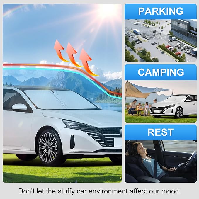 Custom Fit Windshield Sun Shade for Nissan Altima 2019-2026 | Custom Fit Windshield Cover, Blocks UV Rays, Double-Layer Heat Shield, Durable Frame, Easy Fold & Storage