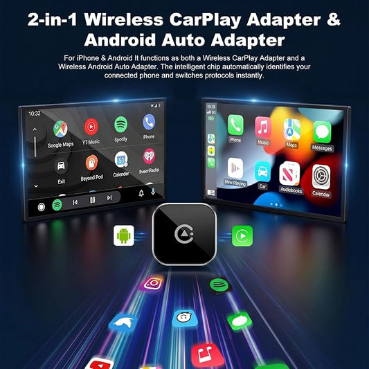 Bose Wireless CarPlay and Android Auto Adapter, Plug and Play Wired to Wireless CarPlay Dongle, Fast Auto-Connect, Type-C & USB Cable Included, Compatible with 800+ Cars, Supports iOS 10+