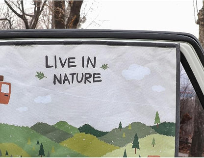 Magnetic Car Sun Shade Curtain for Side Window – Sun Blocker and UV Protector for Baby, Kids, and Pets – Universal Fit with Built-in Magnets for Steel-Framed Door (Bebe Forest)