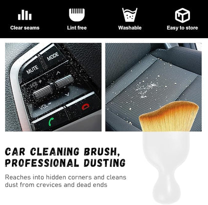 Ziciner Car Detailing Brush, Curved Soft Bristles Auto Removal Dust Collectors, Universal Vehicle Dashboard, Air Conditioner Vents etc Interior Cleaning Tool Accessories (White)