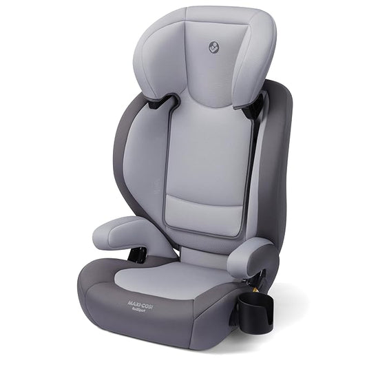 Maxi-Cosi RodiSport Kids Booster Car Seat, High-Back, Backless Booster Seat, 7-Position Headrest, Easy Latch System, Reclining Chair, Belt Guide, Fits 40-100 lbs, 43.4-57 in, Sea Salt