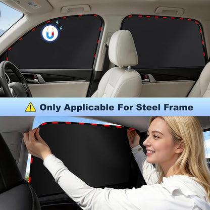 ZATOOTO Magnetic Car Window Shade 4 Pack, Car Shades for Side Windows for Sleeping Car Privacy Curtain UV Block Window Shade, Universal Size for Vehicle Sun Block Window Shade for Baby