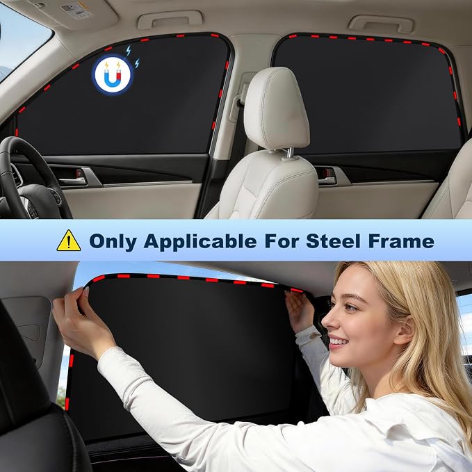 ZATOOTO Rear Side Window Sun Shade - 2 Pack Car Window Covers 99% UV Light Block Car Curtains Magnetic Side Window Sun Shade Keeps Cooler for Breastfeeding, Taking a nap, Changing Clothes, Camping
