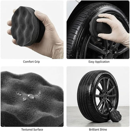 2 Pack Large Tire Shine Sponge, Foam Sponge Applicator, Tire Scrubber Brush, Car Cleaning Supplies, Wheel Detailing Tool for Auto Waxing Polishing,Automotive Wax Sponge Applicator