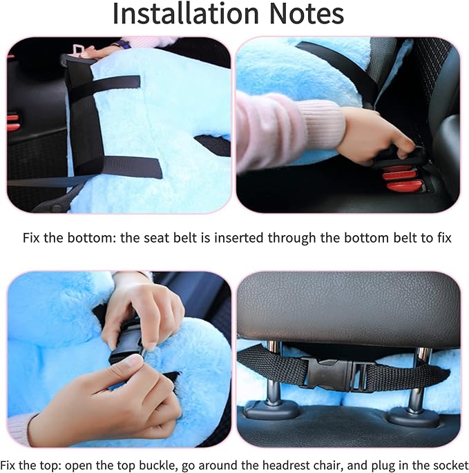 FHSGGP Travel Pillow Car Pillow Kid Car Sleeping The Sleeping Aid for Adults and Kids on Road Trips Kids Travel Pillow Colorful Pink