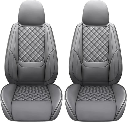 Full Coverage Leather Car Seat Covers Front Pair,Waterproof Seat Covers for Cars,SUVs Trucks, Car Seat Cushion,Car Seat Protector with 2 Seats (Grey, Front Pair(driver and passanger-2 seats))
