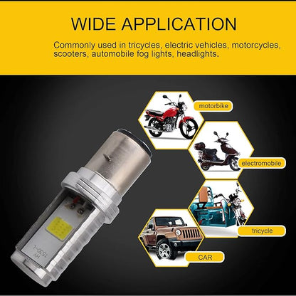 YM E-Bright 2-Pack 900 Lumens White BA20D COB 12W Led Bulb for Motorcycle BA20D lights High Low Beam