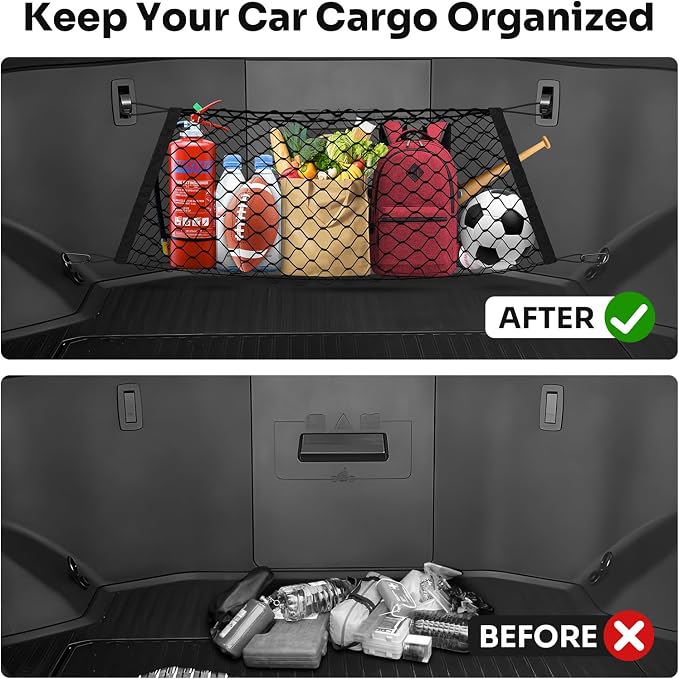 Canvcle Front Trunk Frunk Cargo Net for 2022-2025 2026 Ford F-150 Lightning Accessories Stand Envelope Style Mesh Trunk Net Organizer and Storage Stretchable Adjustable Elastic Nylon Cargo Netting