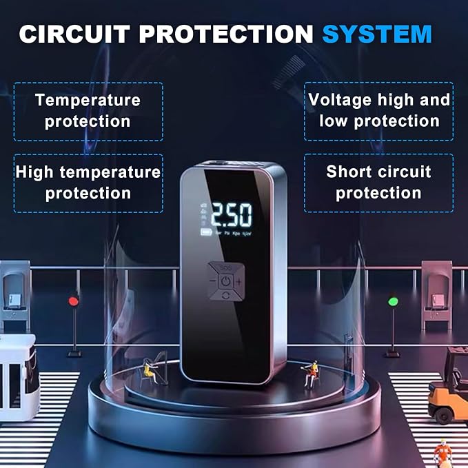 Jump Starter with Air Compressor,14.8V 8000A Peak Portable Car Battery Jump Starter Jump Box,150PSI Car Air Pump Tire Inflator Battery Charger with LED Light, LCD Display,Black
