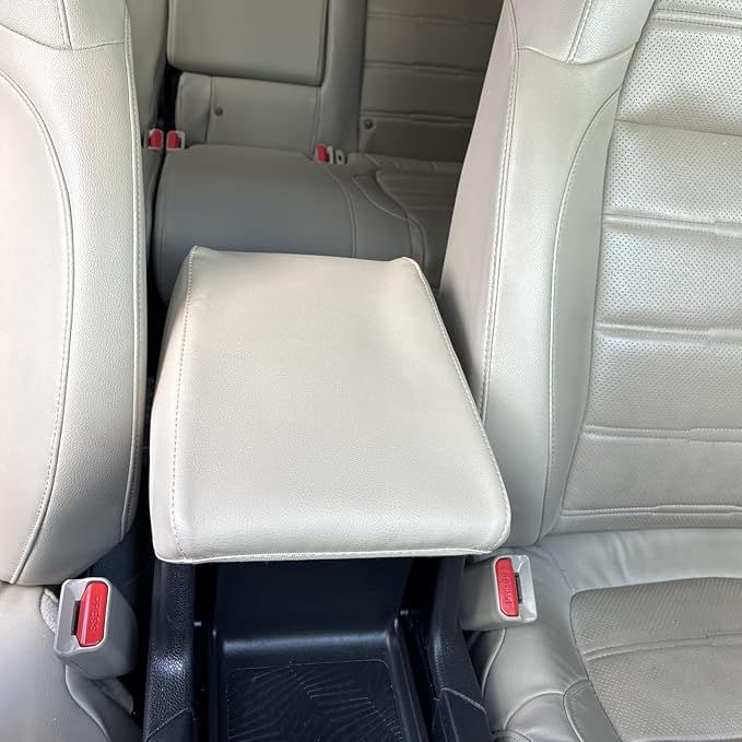 AOMSAZTO Beige Armrest Console Covers for CRV Honda 2017-2022 Leather Console Pad